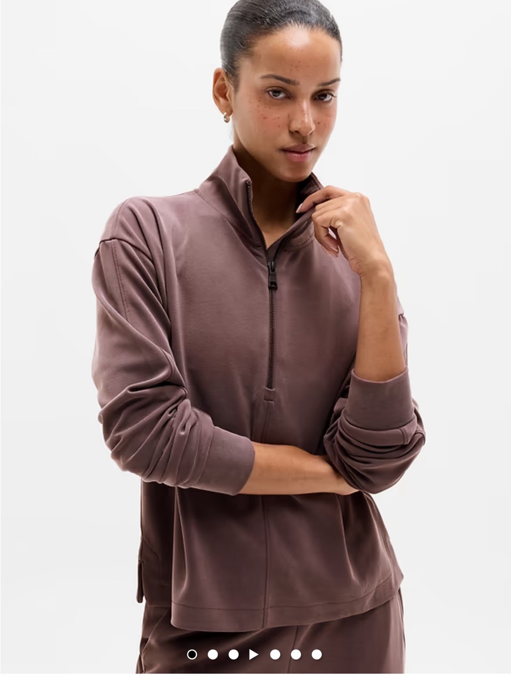 Athleta Women's Half-Zip Pullover in Taupe Brown